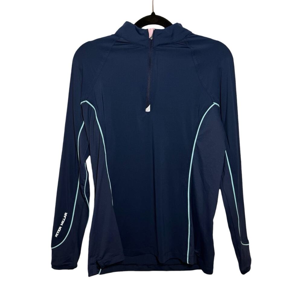 Peter Millar New Womens Navy 1/4 Zip UPF Lightweight Stretch Golf Shirt Small